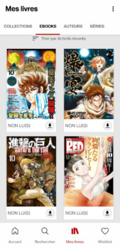 L'application Rakuten Kobo sur smartphone