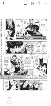 Lecture sur smartphone (extrait de XBlade, via l'application Rakuten Kobo)