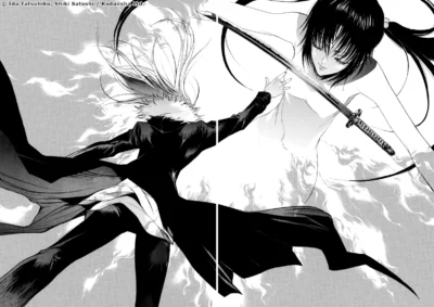 Kazunari transforme Aki en katana