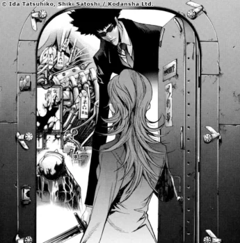 Hasegawa face à l'étrange homme en noir