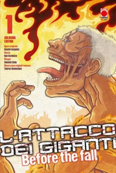 Couverture italienne du tome 1 de l'édition colossale de L'Attaque des Titans - Before the Fall