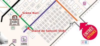Emplacement du stand de Satoshi Shiki et de la scène Kuri